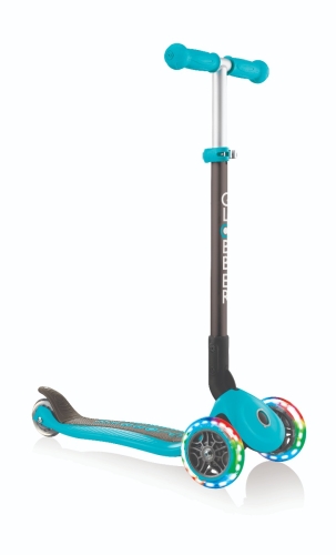 2e Kans - Globber Primo 3-wiel Opvouwbare Step Pastel Teal met lampjes 