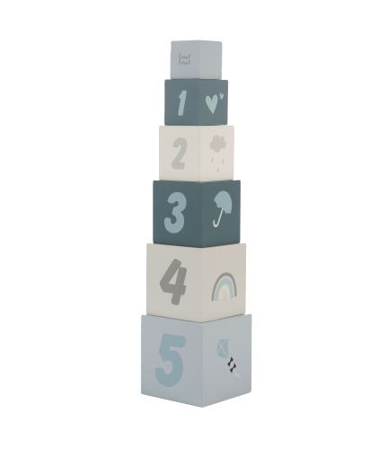 Label Label Houten Stapelblokken Blauw