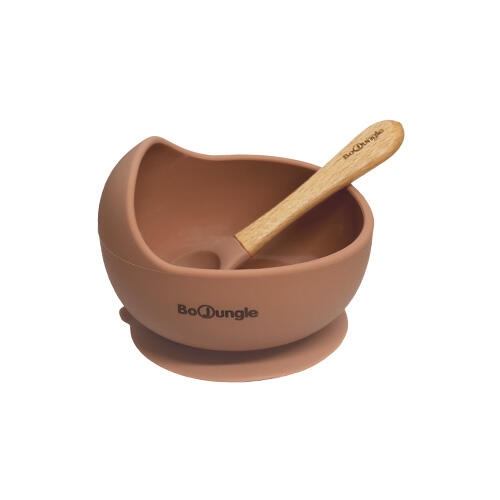 BoJungle Siliconen Bakje en Lepel Terracotta