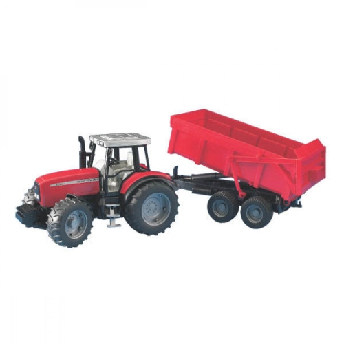 Bruder Tractor MF7480 Met Aanhanger