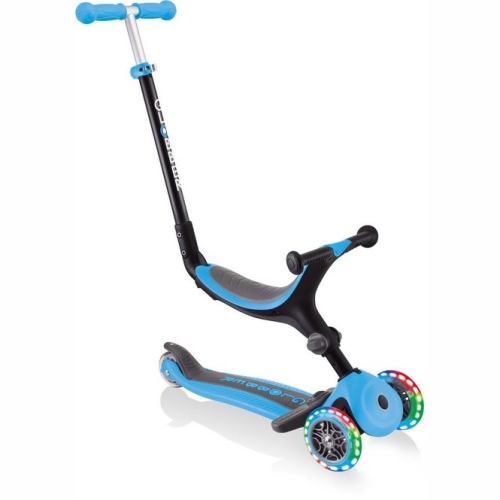 2e Kans - Globber Go Up Foldable Plus Step Pastel Blauw met Lichtjes