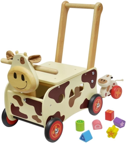 I'm Toy Loopwagen Koe Bruin