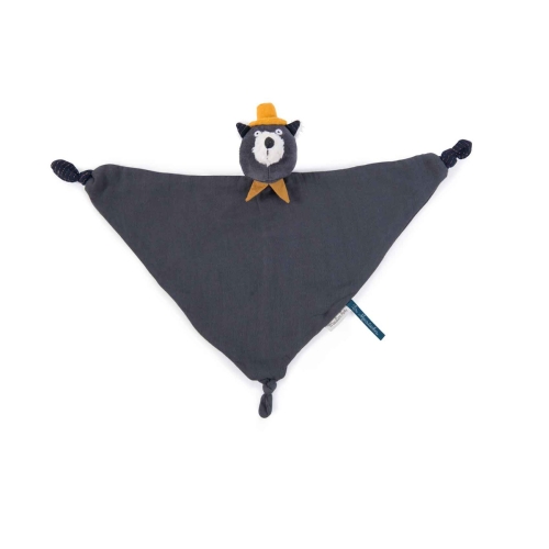 Moulin Roty Knuffeldoekje kat Alphonse donkergrijs Les Moustaches