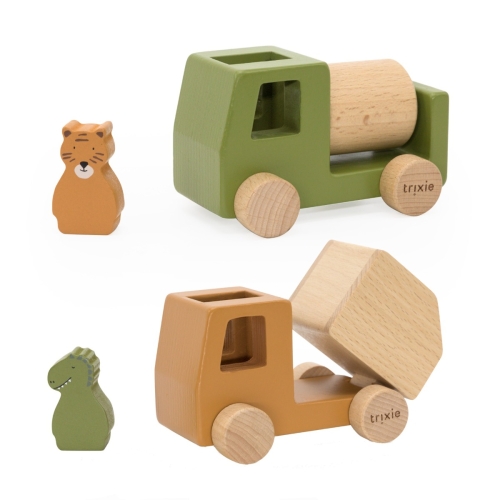 Trixie Houten bouwvoertuigen dieren set 