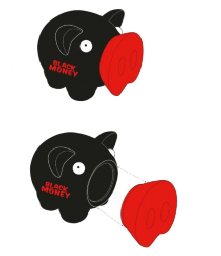 Spaarvarken Zwart met Rood 