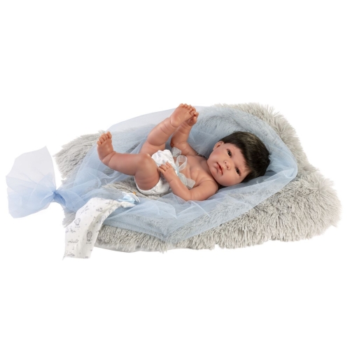 Llorens Babypop Nico Blauw met Kussen en Knuffeldoekje 40 cm